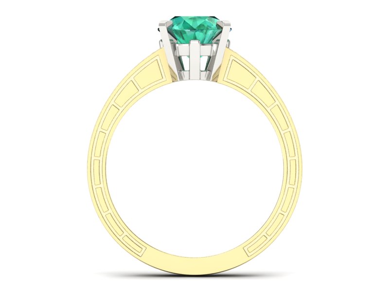 Złoty pierścionek ze szmaragdem i brylantami - p16779zbsm — zdjęcie 2