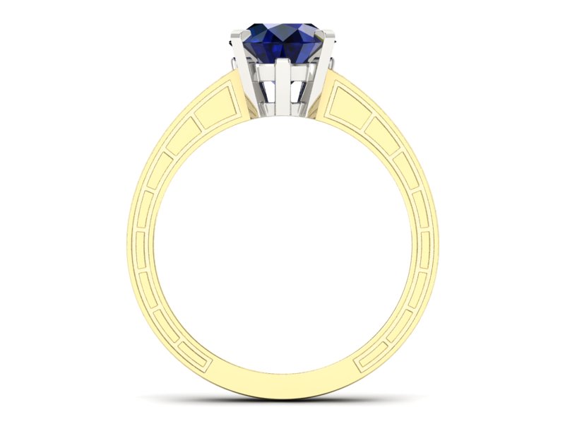 Złoty pierścionek z szafirem i brylantami - p16779zbsz — zdjęcie 2