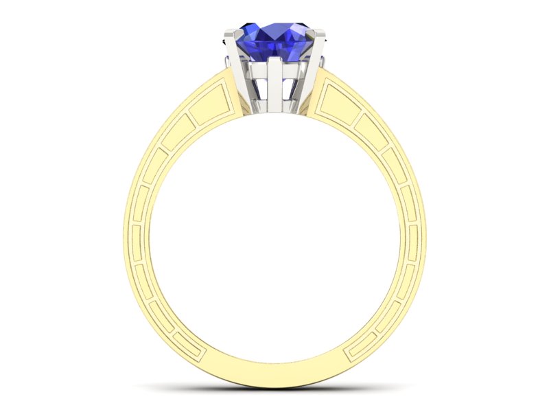 Złoty pierścionek z szafirem i diamentami - p16779zbszc — zdjęcie 2