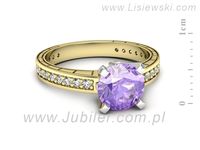 Pierścionek z tanzanitem i brylantami żółte białe złoto 585 - p16779zbt- 2