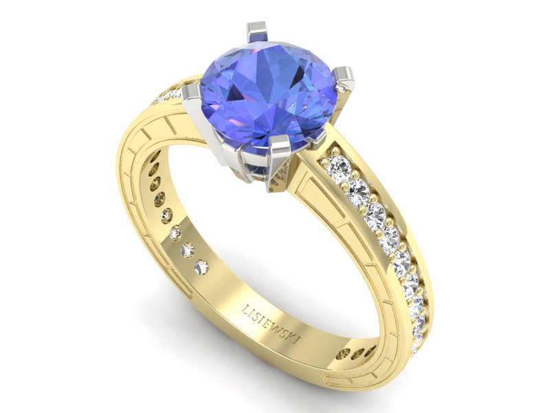 Pierścionek z tanzanitem i brylantami - p16779zbt — zdjęcie 3