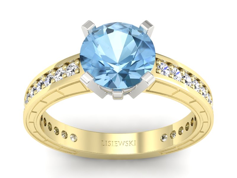 Pierścionek z topazem i brylantami - p16779zbtp