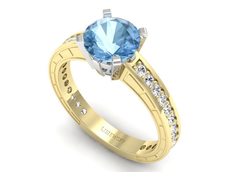 Pierścionek z topazem i brylantami - p16779zbtp — zdjęcie 3