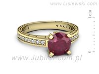 Złoty Pierścionek z rubinem i brylantami żółte złoto 585 - p16779zr- 2