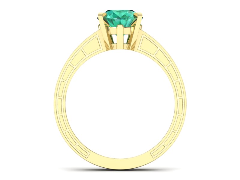 Złoty pierścionek ze szmaragdem i brylantami - p16779zsm — zdjęcie 2