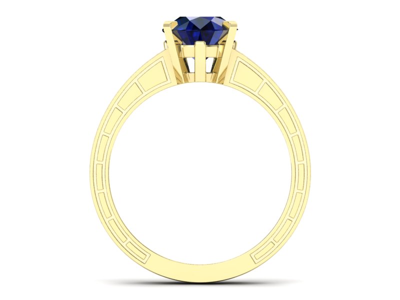 Pierścionek z szafirem i brylantami żółte złoto - p16779zsz — zdjęcie 2