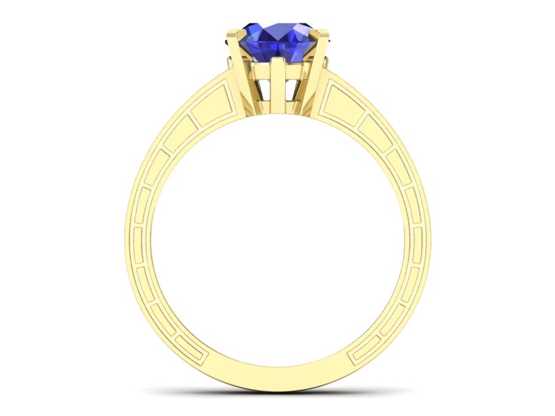 Pierścionek z szafirem i brylantami żółte złoto - p16779zszc — zdjęcie 2