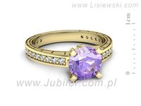 Pierścionek żółte złoto z tanzanitem i brylantami - p16779zt- 2