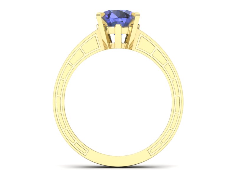 Pierścionek żółte złoto z tanzanitem i brylantami - p16779zt — zdjęcie 2