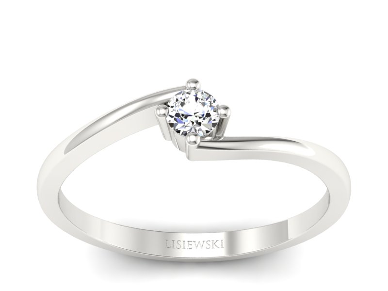 Złoty pierścionek z brylantem białe złoto - p16780b