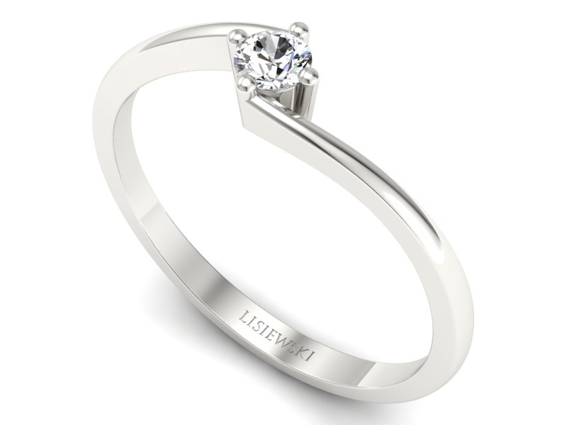 Złoty pierścionek z brylantem białe złoto - p16780b — zdjęcie 3