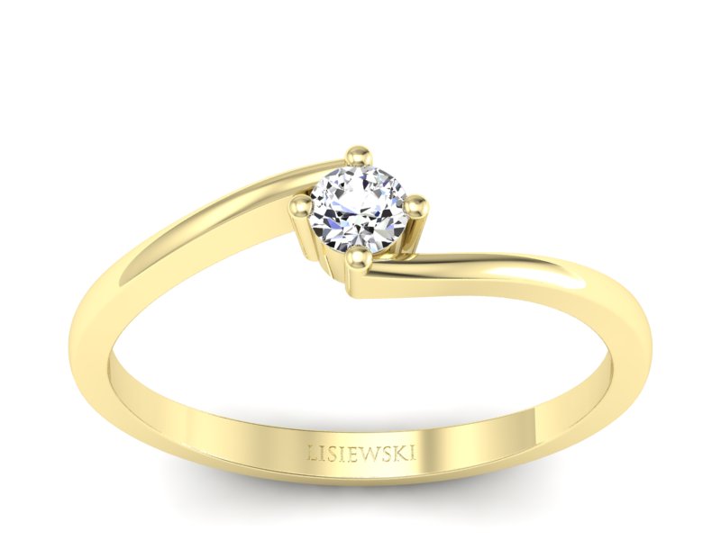 Złoty pierścionek z brylantem żółte złoto - p16780z