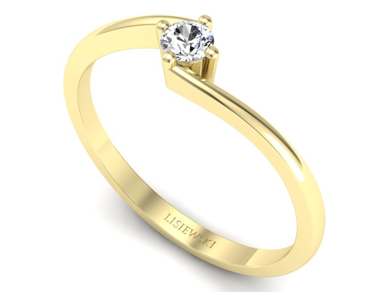 Złoty pierścionek z brylantem żółte złoto - p16780z — zdjęcie 3