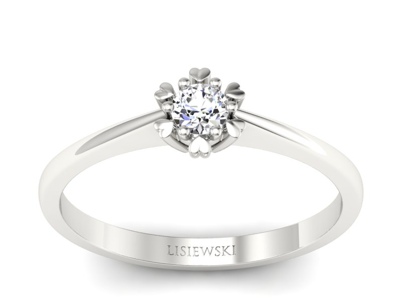 Złoty pierścionek z brylantem białe złoto - p16781b