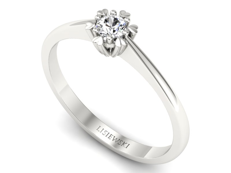 Złoty pierścionek z brylantem białe złoto - p16781b — zdjęcie 3