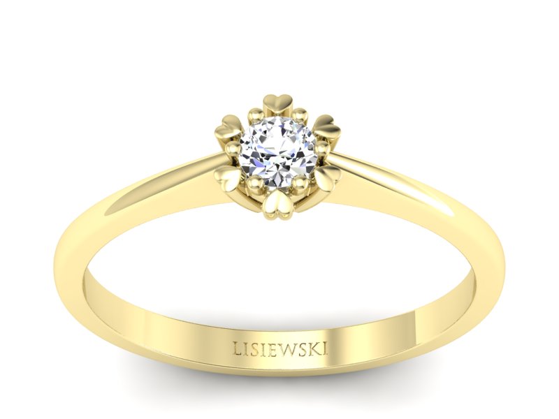 Złoty pierścionek z brylantem żółte złoto - p16781z