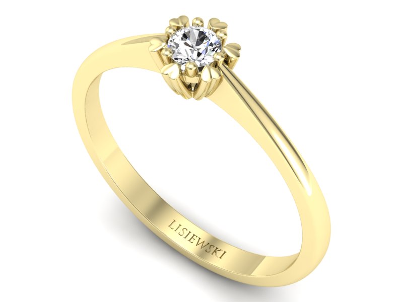 Złoty pierścionek z brylantem żółte złoto - p16781z — zdjęcie 3