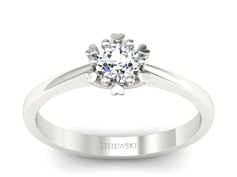 Złoty pierścionek z brylantem białe złoto - p16782b