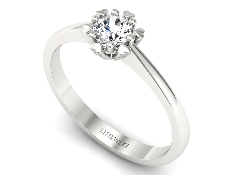 Złoty pierścionek z brylantem białe złoto - p16782b — zdjęcie 3