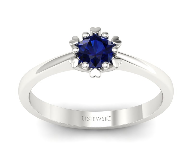 Złoty pierścionek z szafirem białe złoto - p16782bsz