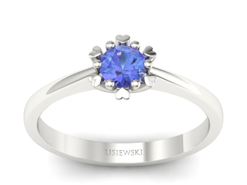 Złoty pierścionek z tanzanitem białe złoto - p16782bt