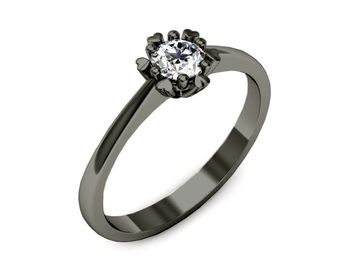 Pierścionek zaręczynowy z diamentem czarne złoto - p16782cz - 1