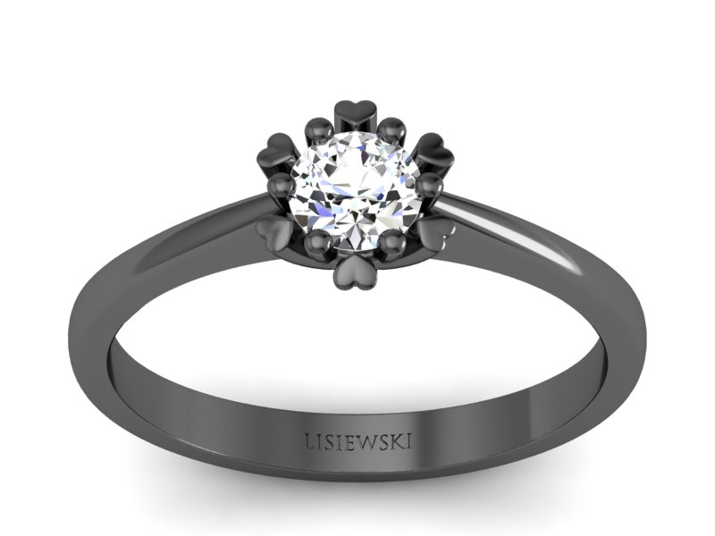 Pierścionek zaręczynowy z diamentem czarne złoto - p16782cz