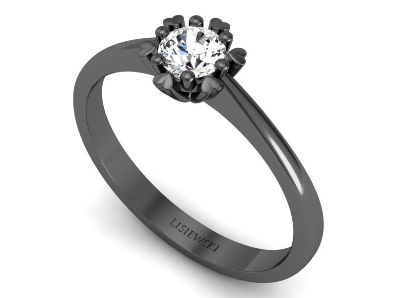 Pierścionek zaręczynowy z diamentem czarne złoto - p16782cz — zdjęcie 3