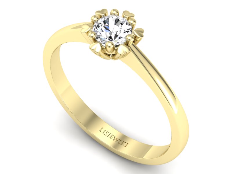 Złoty pierścionek z brylantem żółte złoto - p16782z — zdjęcie 3
