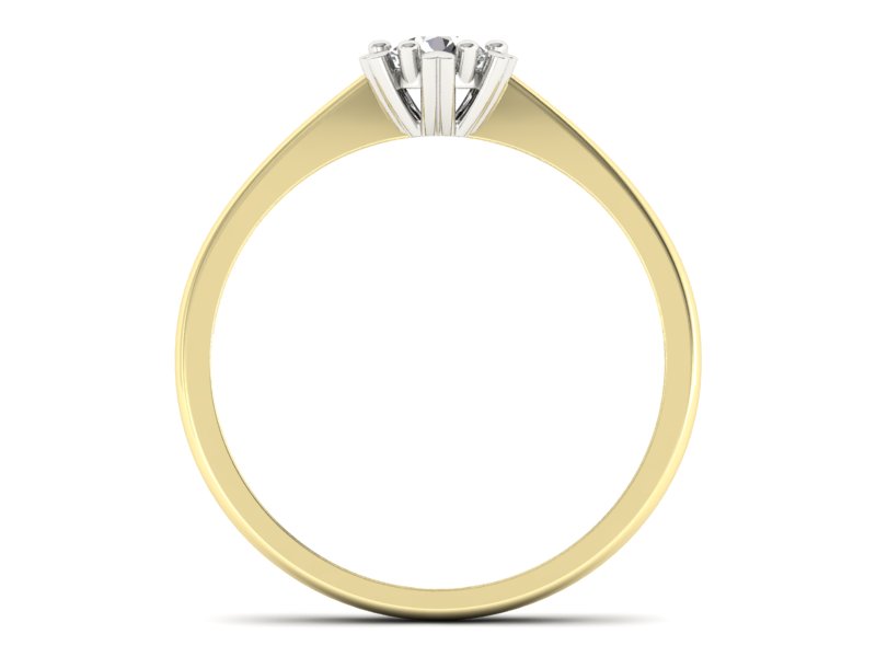 Złoty pierścionek z brylantem żółte białe złoto - p16782zb — zdjęcie 2