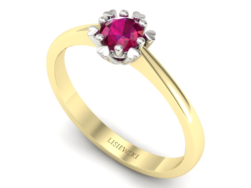 Pierścionek z rubinem żółte i białe złoto - p16782zbr — zdjęcie 3