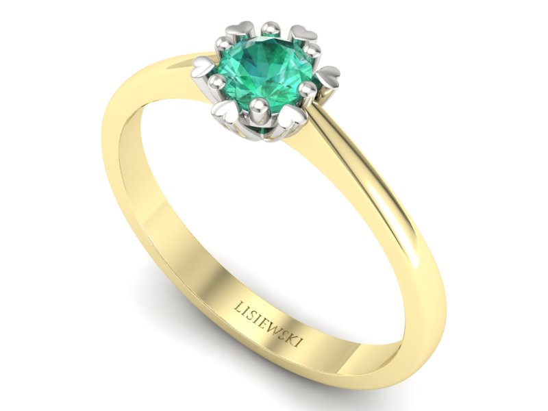 Pierścionek ze szmaragdem żółte i białe złoto - p16782zbsm — zdjęcie 3