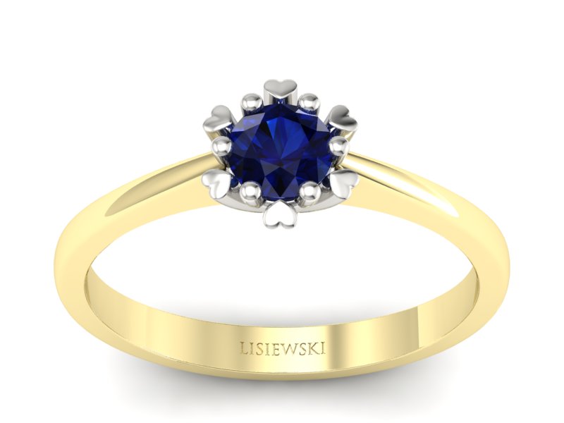 Pierścionek z szafirem żółte i białe złoto - p16782zbsz