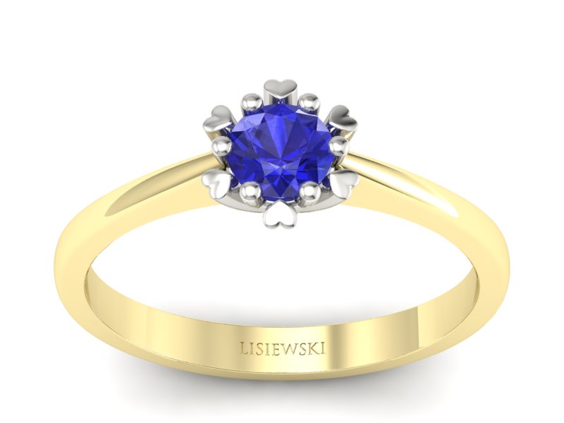 Pierścionek z szafirem żółte i białe złoto - p16782zbszc