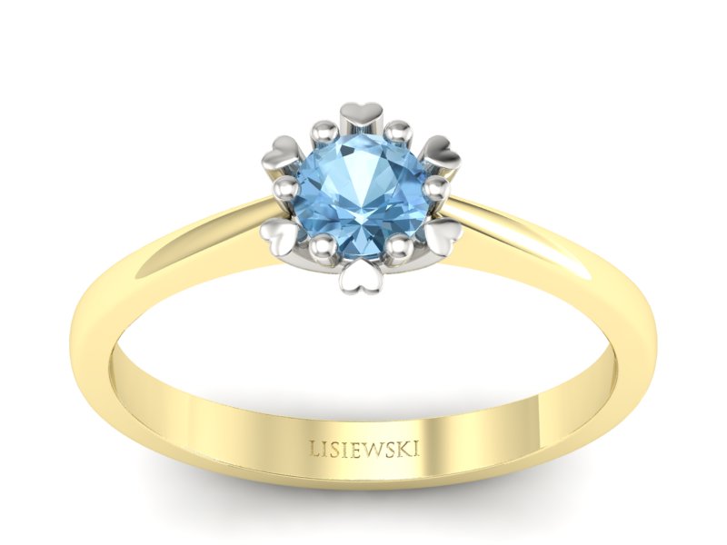 Pierścionek z topazem z żółtego i białego złota - p16782zbtp
