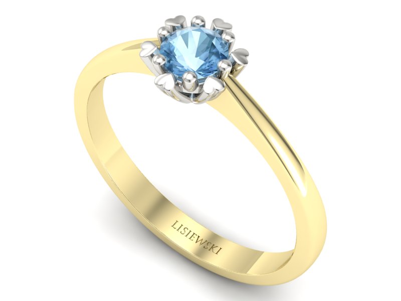 Pierścionek z topazem z żółtego i białego złota - p16782zbtp — zdjęcie 3