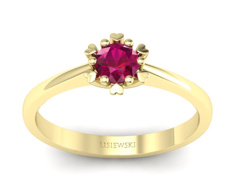 Złoty pierścionek z rubinem żółte złoto - p16782zr