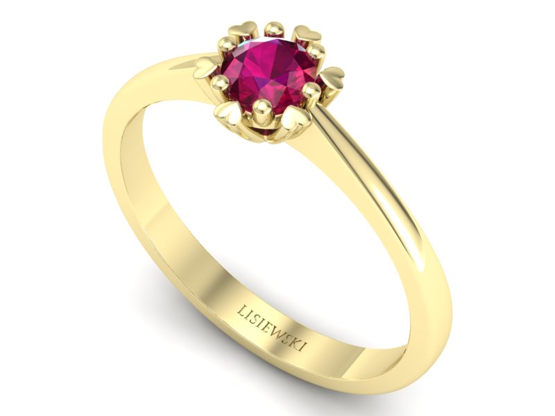 Złoty pierścionek z rubinem żółte złoto - p16782zr — zdjęcie 3