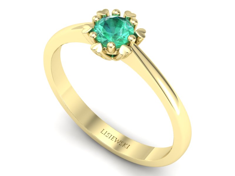 Złoty pierścionek ze szmaragdem - p16782zsm — zdjęcie 3