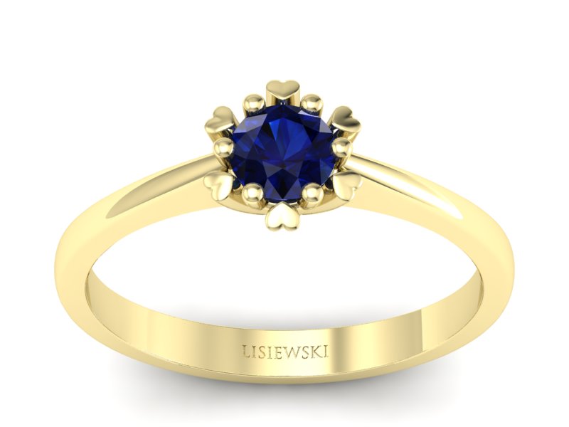 Złoty pierścionek z szafirem żółte złoto - p16782zsz
