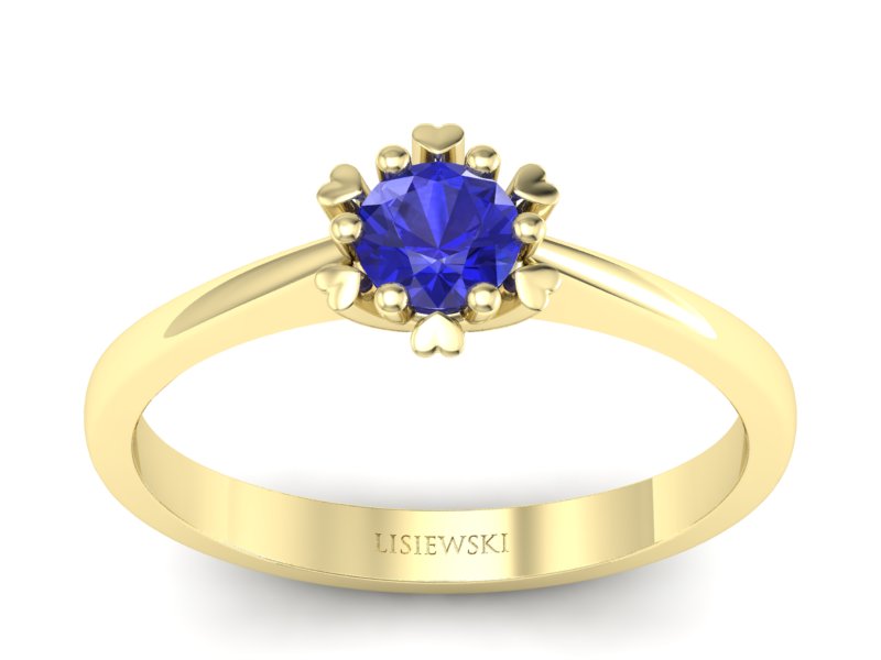 Złoty pierścionek z szafirem żółte złoto - p16782zszc