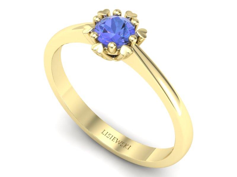 Złoty pierścionek z tanzanitem żółte złoto - p16782zt — zdjęcie 3