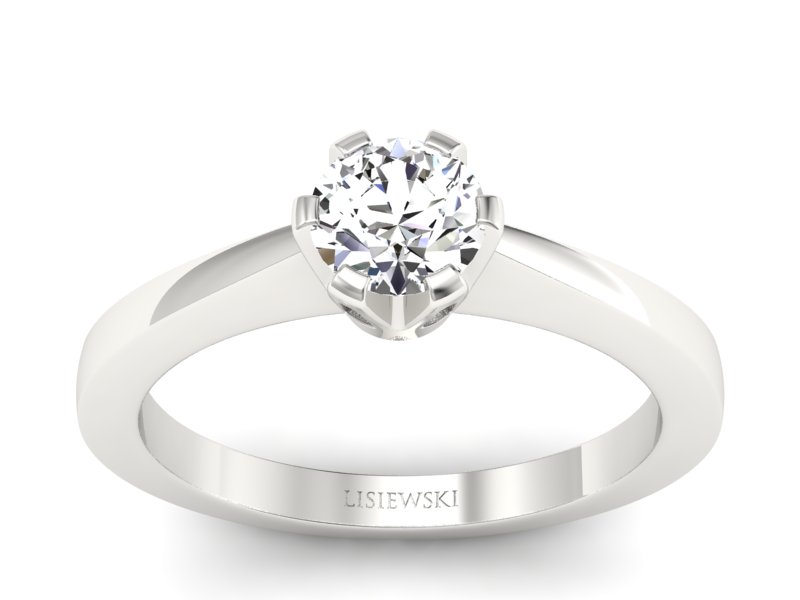 Złoty pierścionek z brylantem białe złoto - p16783b