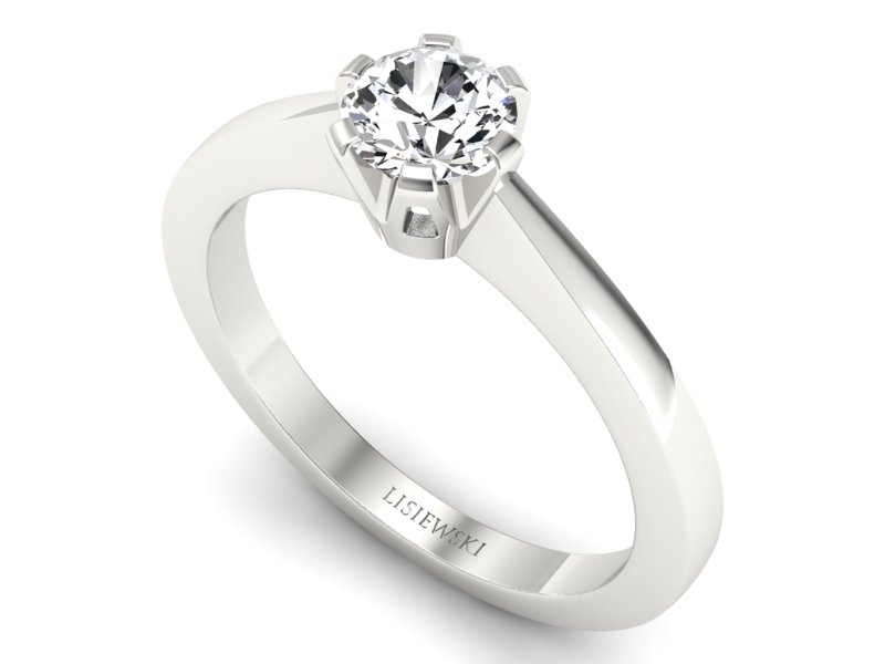 Złoty pierścionek z brylantem białe złoto - p16783b — zdjęcie 3