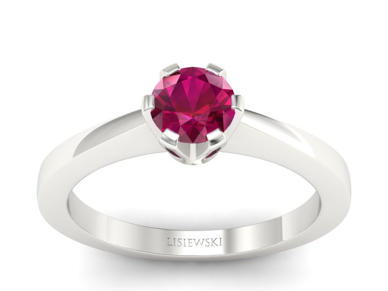 Złoty pierścionek z rubinem białe złoto - p16783br