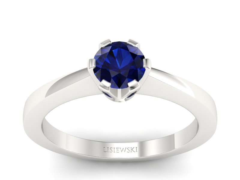 Złoty pierścionek z szafirem białe złoto - p16783bsz