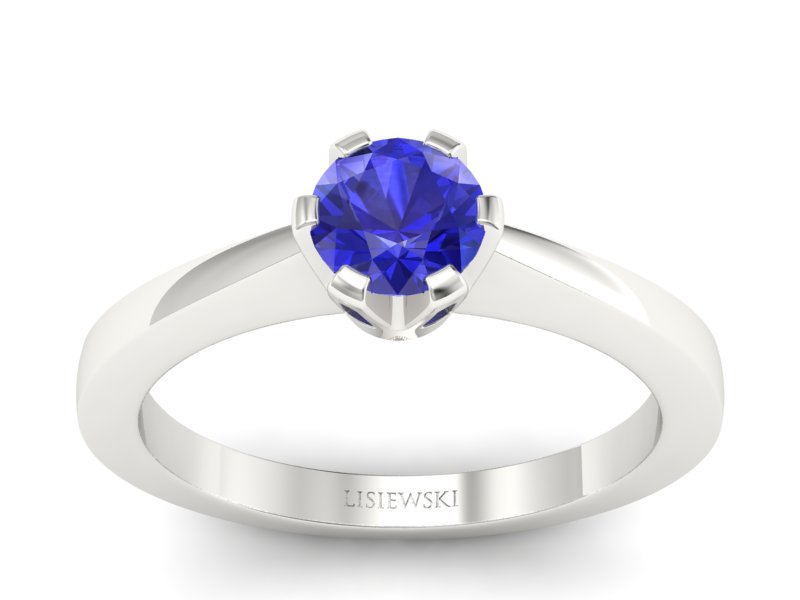 Złoty pierścionek z szafirem białe złoto - p16783bszc