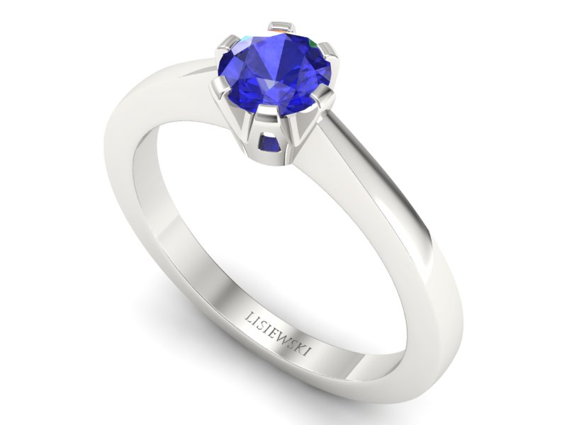 Złoty pierścionek z szafirem białe złoto - p16783bszc — zdjęcie 3