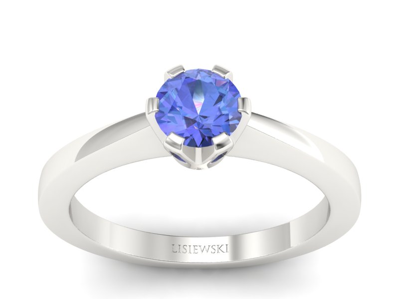 Złoty pierścionek z tanzanitem białe złoto - p16783bt