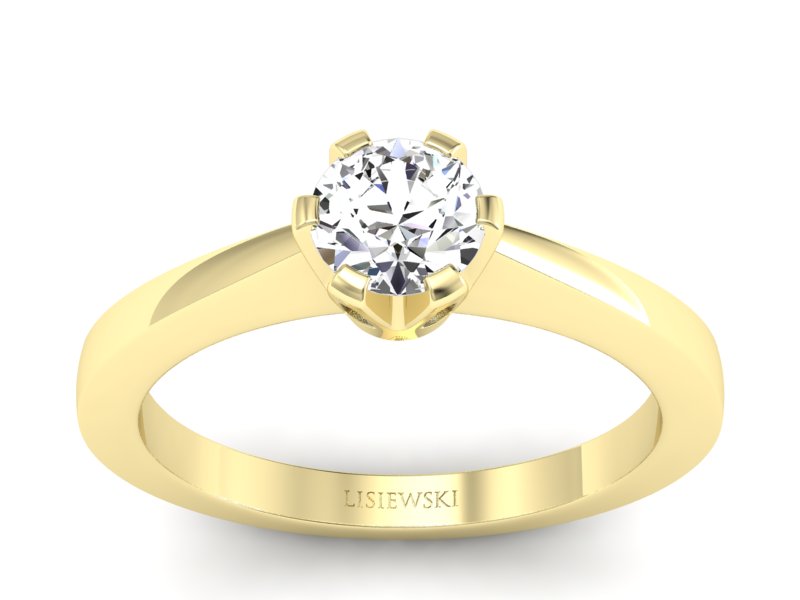 Złoty pierścionek z brylantem żółte złoto - p16783z